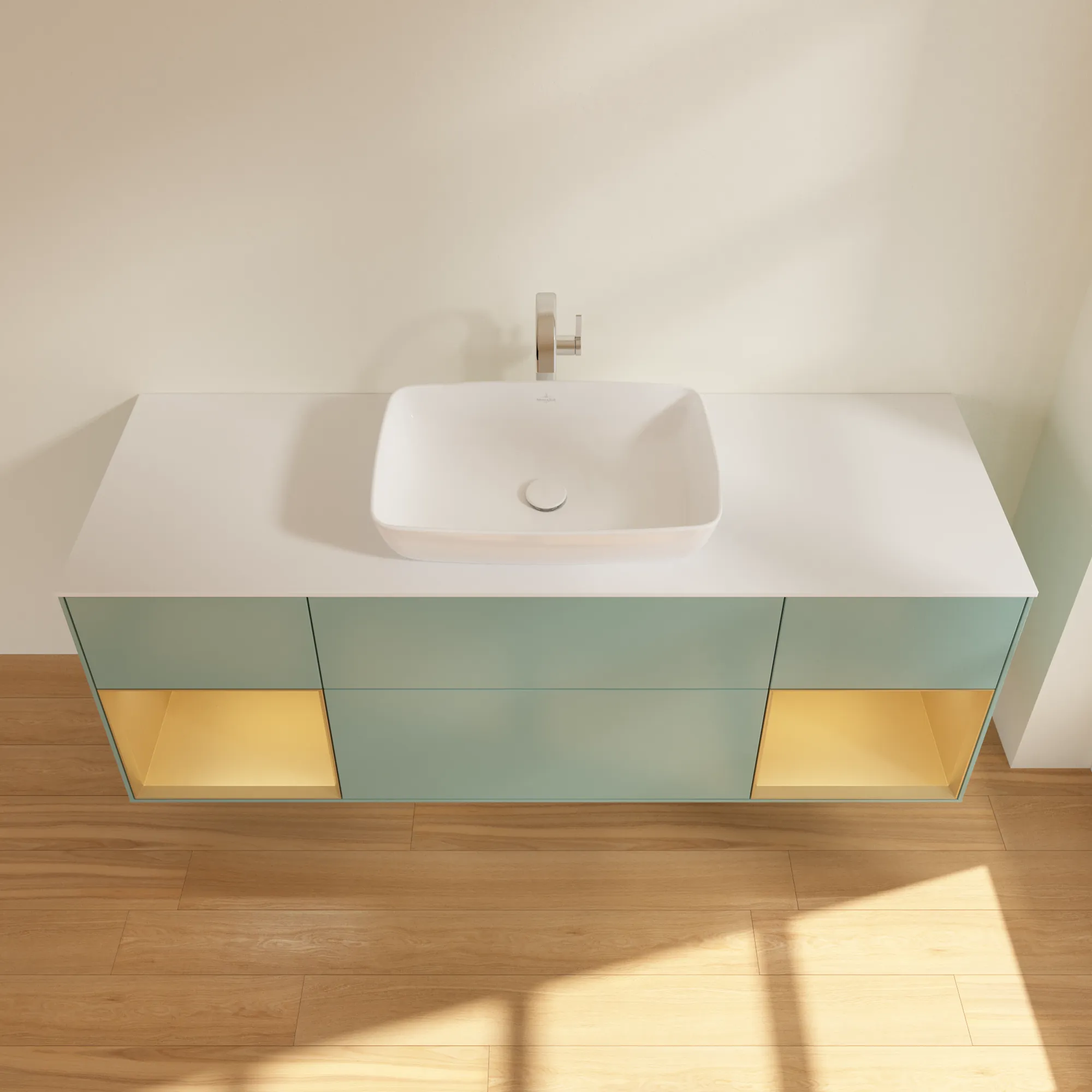 Villeroy & Boch Waschtischunterschrank „Finion“ für Schrankwaschtisch 1600 × 603 × 501 mm Olive Matt Lacquer, für Becken mittig, mit Hahnlochbohrung Villeroy & Boch Waschtischunterschrank „Finion“ für Schrankwaschtisch 1600 × 603 × 501 mm Olive Matt Lacquer, für Becken mittig, mit Hahnlochbohrung