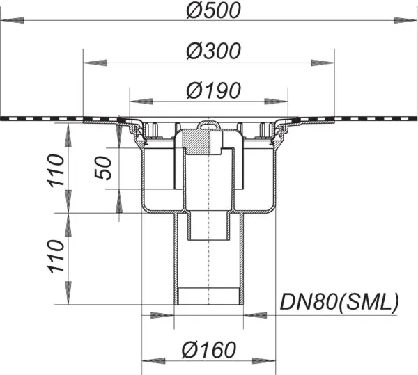 Ablaufgehäuse 61 GA Dallbit, DN 80 SML Ablaufgehäuse 61 GA Dallbit, DN 80 SML