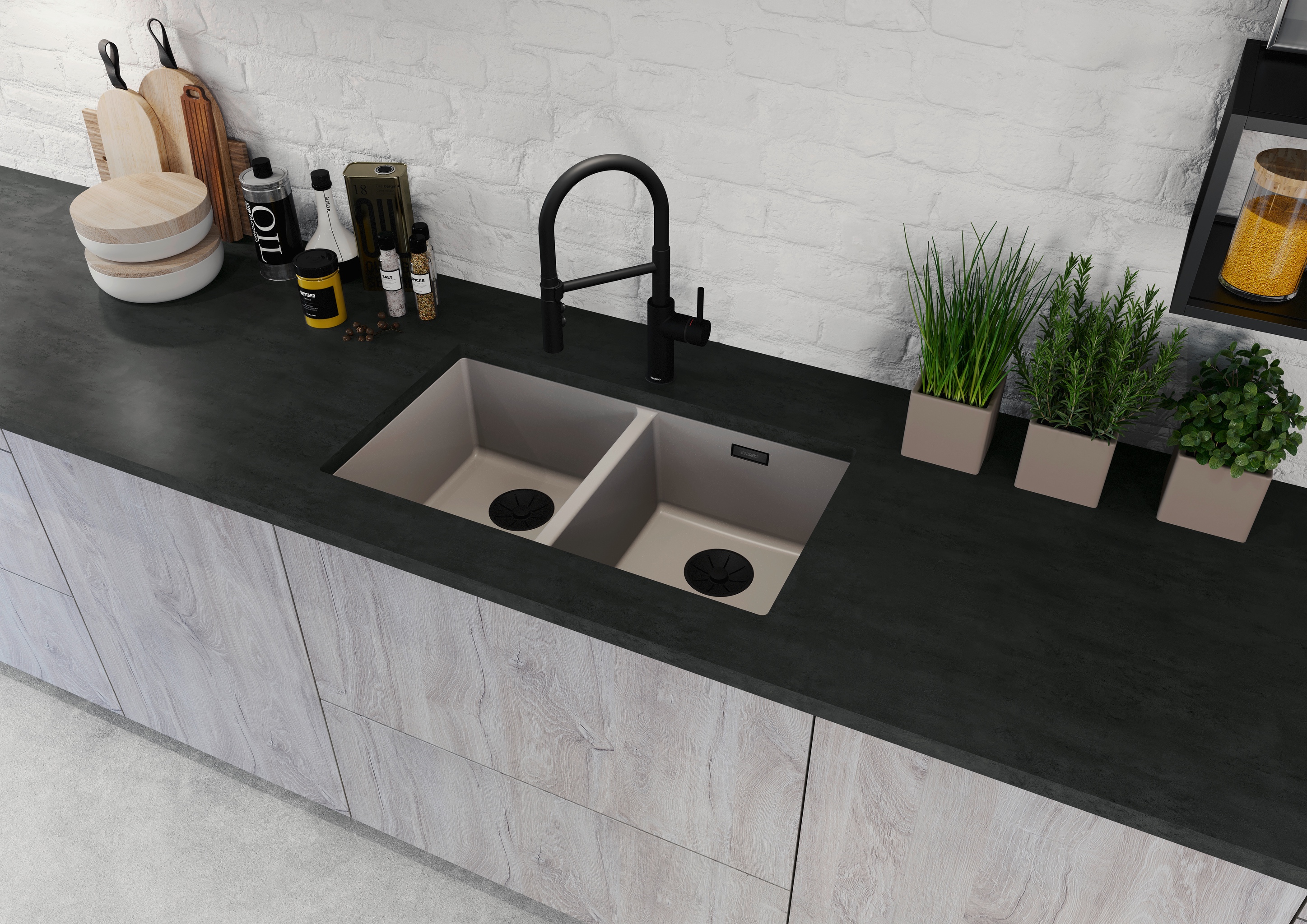 Ab- u. Überlaufset schwarz matt für Einzelbecken Ab- u. Überlaufset schwarz matt für Einzelbecken