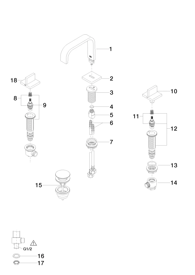 Dornbracht MEM Waschtisch-Dreilochbatterie mit Ablaufgarnitur Chrom Dornbracht MEM Waschtisch-Dreilochbatterie mit Ablaufgarnitur Chrom