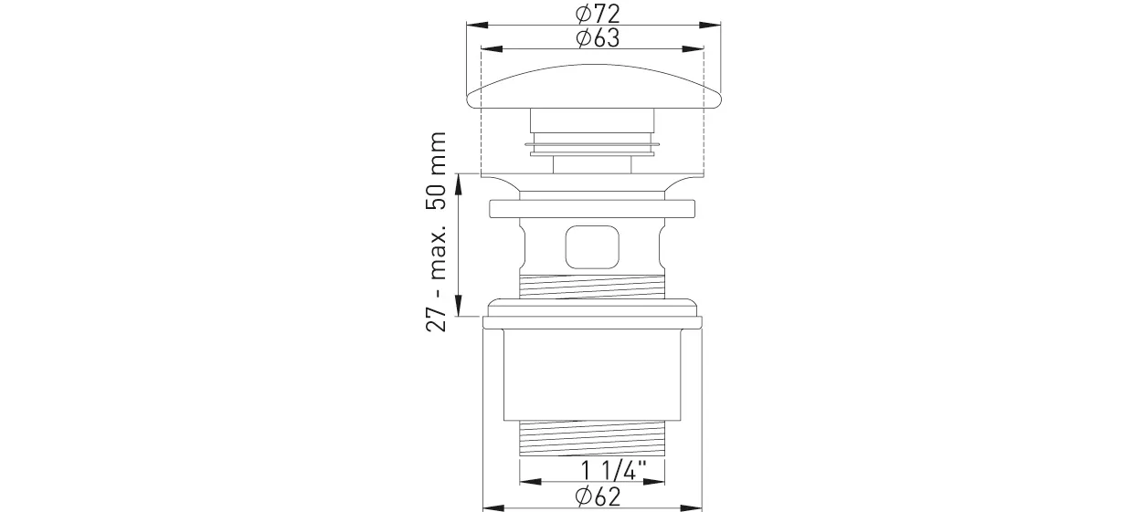 Design-Excentergarnitur 1 1/4″ MS vc mit Oberfl. Stopfen Alpin weiß 72mm,verschl.