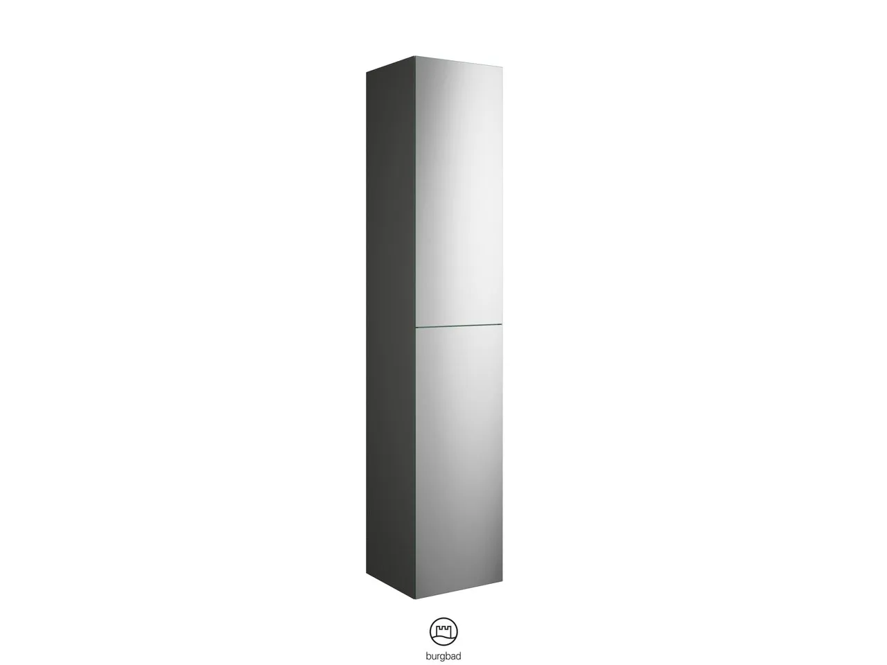 Hochschrank, 2 Spiegeltüren mit Tip-On-Technik;4 Einlegeböden;1 fester Boden, Tiefe: 350 mm, Breite: 350 mm, Höhe: 1760 mm
