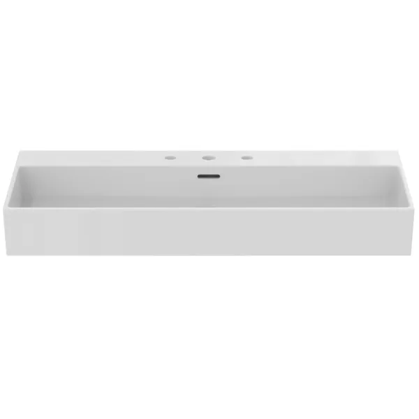 Waschbecken „Extra“ 101,5 × 45 × 15 cm, Hahnlochposition mittig in Weiß