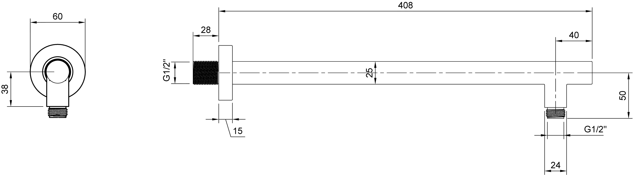 Dusche-Anschlussstück TVC00045351061 40,8 cm in Brushed Gold Dusche-Anschlussstück TVC00045351061 40,8 cm in Brushed Gold