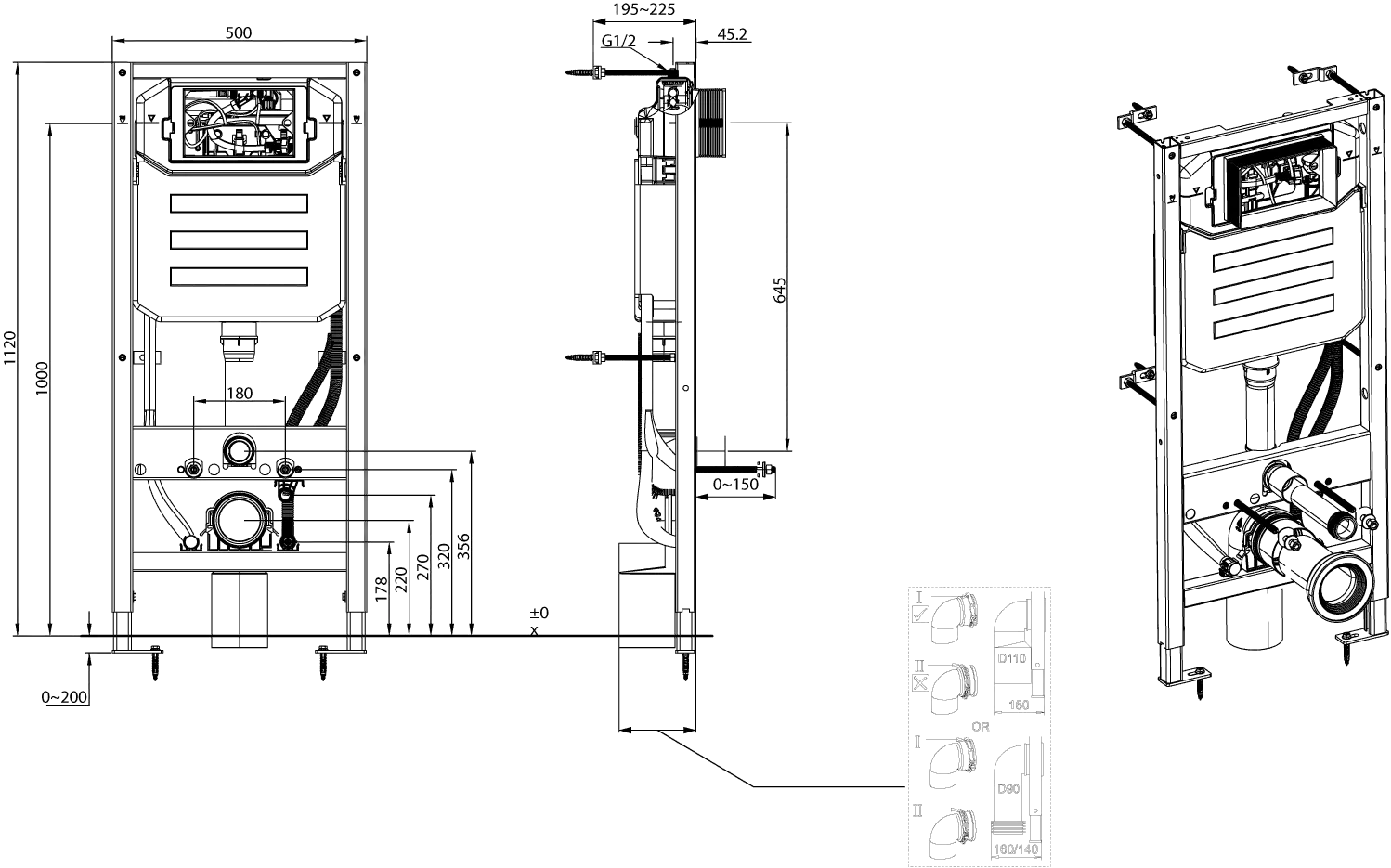 Villeroy & Boch Vorwand-/Einbauelement für Toilette „Supreo“ 1120 × 500 × 120 mm in Villeroy & Boch Vorwand-/Einbauelement für Toilette „Supreo“ 1120 × 500 × 120 mm in