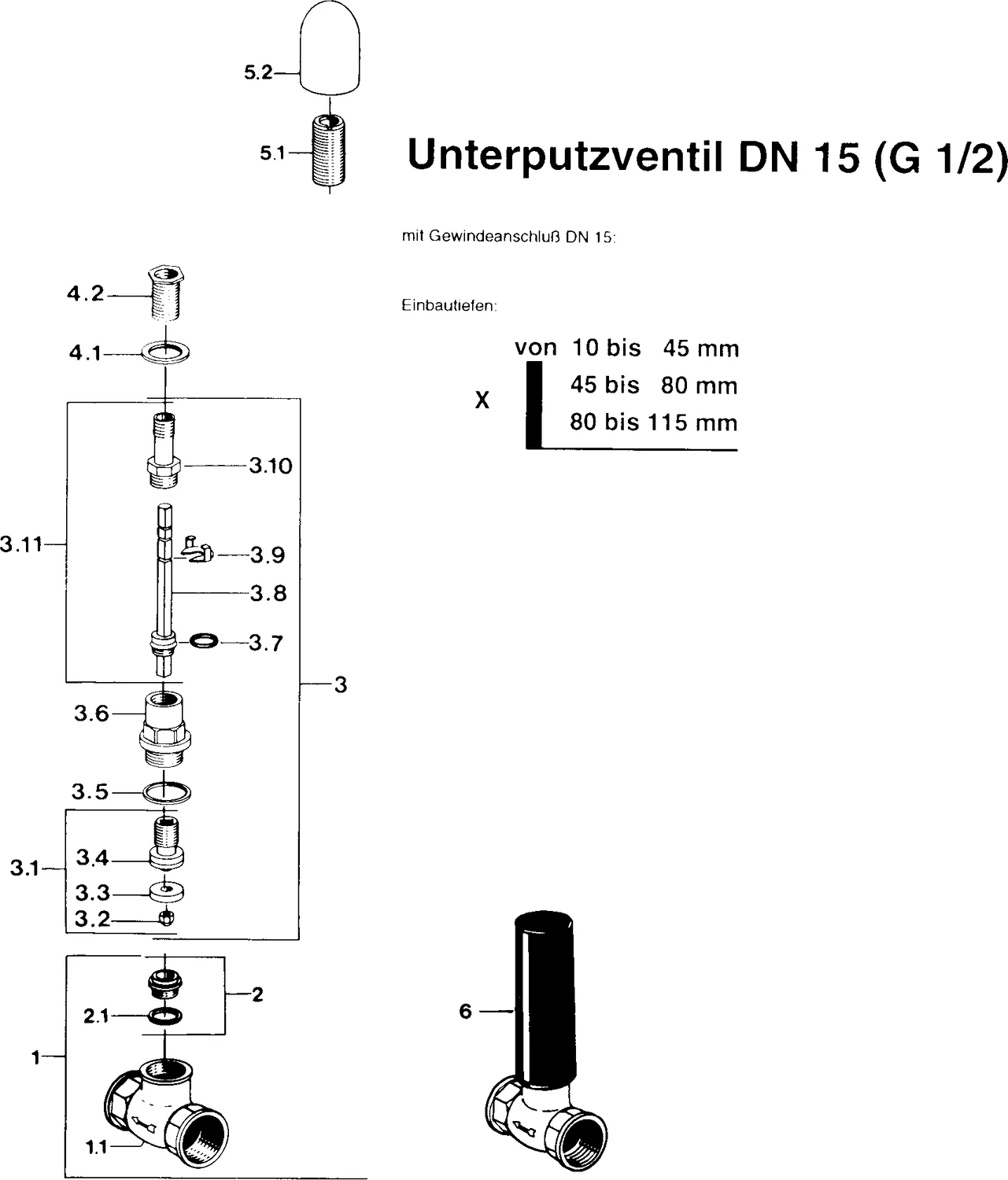 Hansa Oberteil Hansa 0220 G1⁄2 DN15 Wandmontage für Unterputz-Einbaukörper Hansa Oberteil Hansa 0220 G1⁄2 DN15 Wandmontage für Unterputz-Einbaukörper