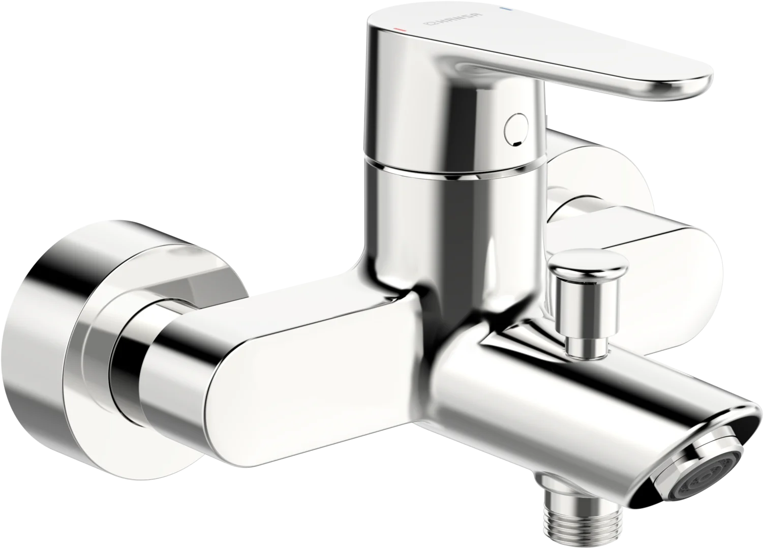 HansaVANTIS EHM Wannenfüll- und Brausebatterie Chrom, Wandmontage, Einhebelmischer, CASCADE Strahlregler