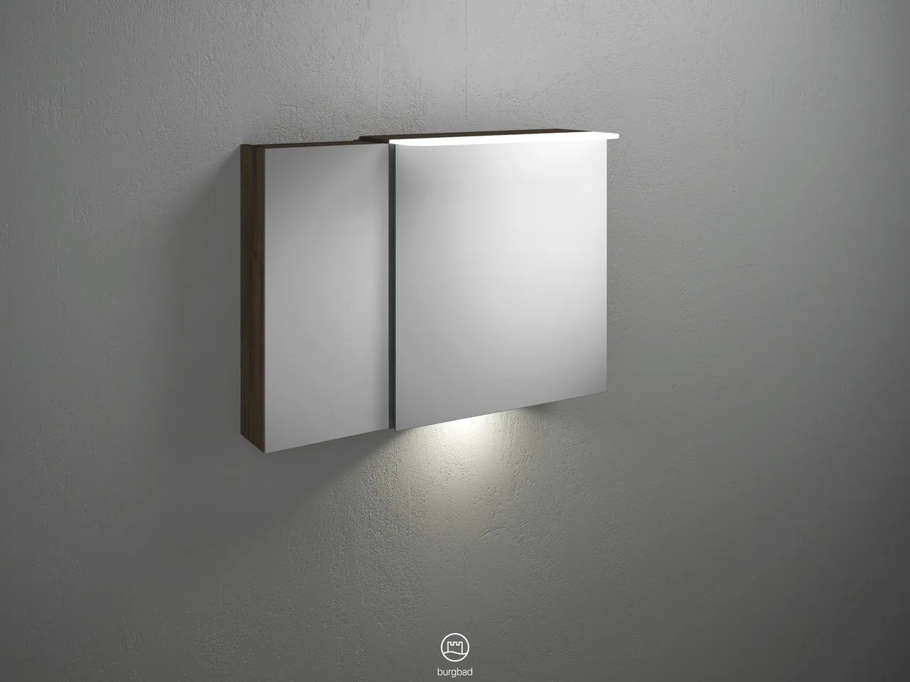 Burgbad Spiegelschrank Badu SFUB090, 310x900x665 mm, LED-Aufsatzleuchte 4200 K, Schalter-Steckdosenelement, Glaseinlegeböden