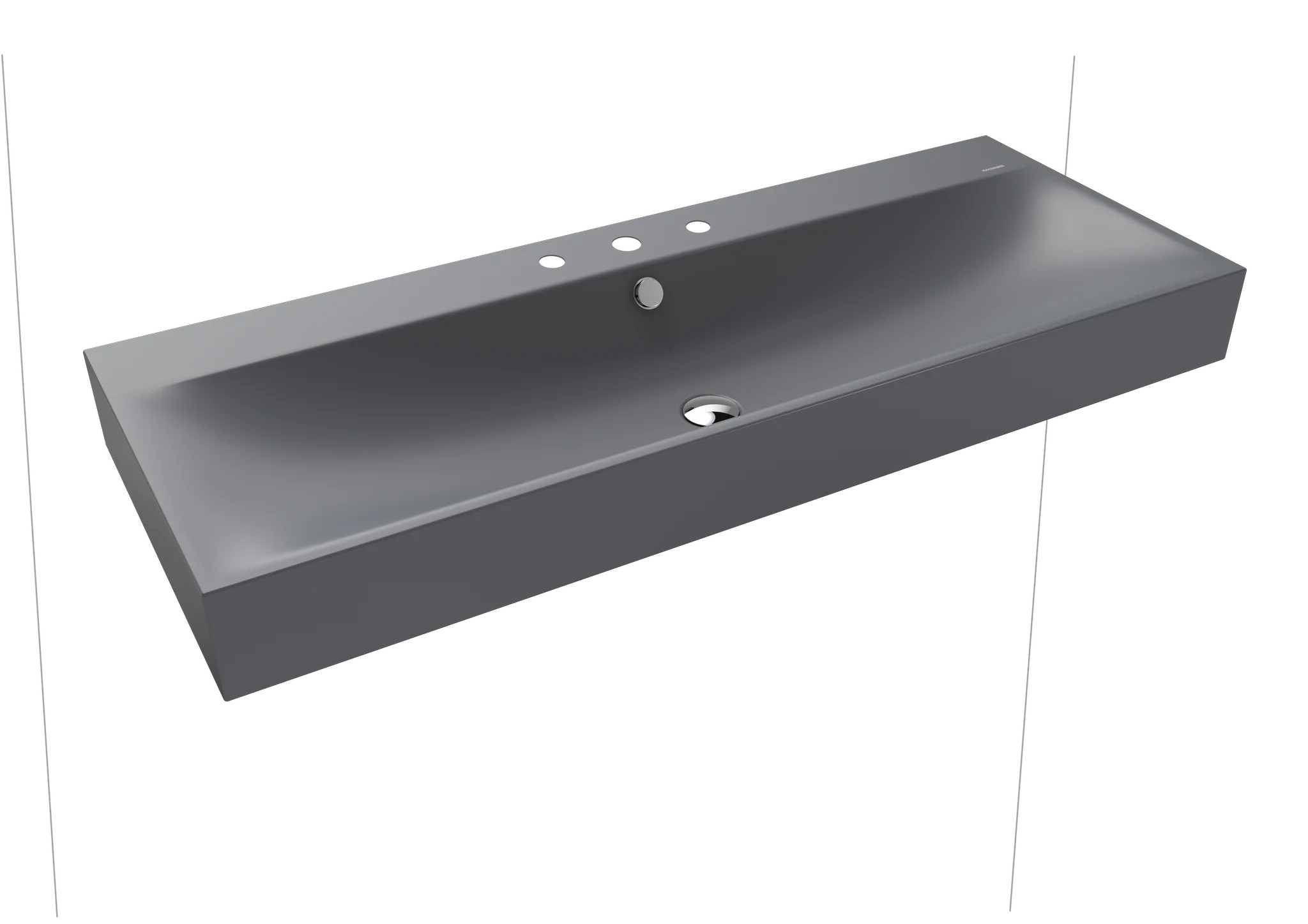 Doppelwaschtisch „Silenio“ 120 × 46 cm, ohne Hahnlochbohrung in cool grey 70, mit Perl-Effekt