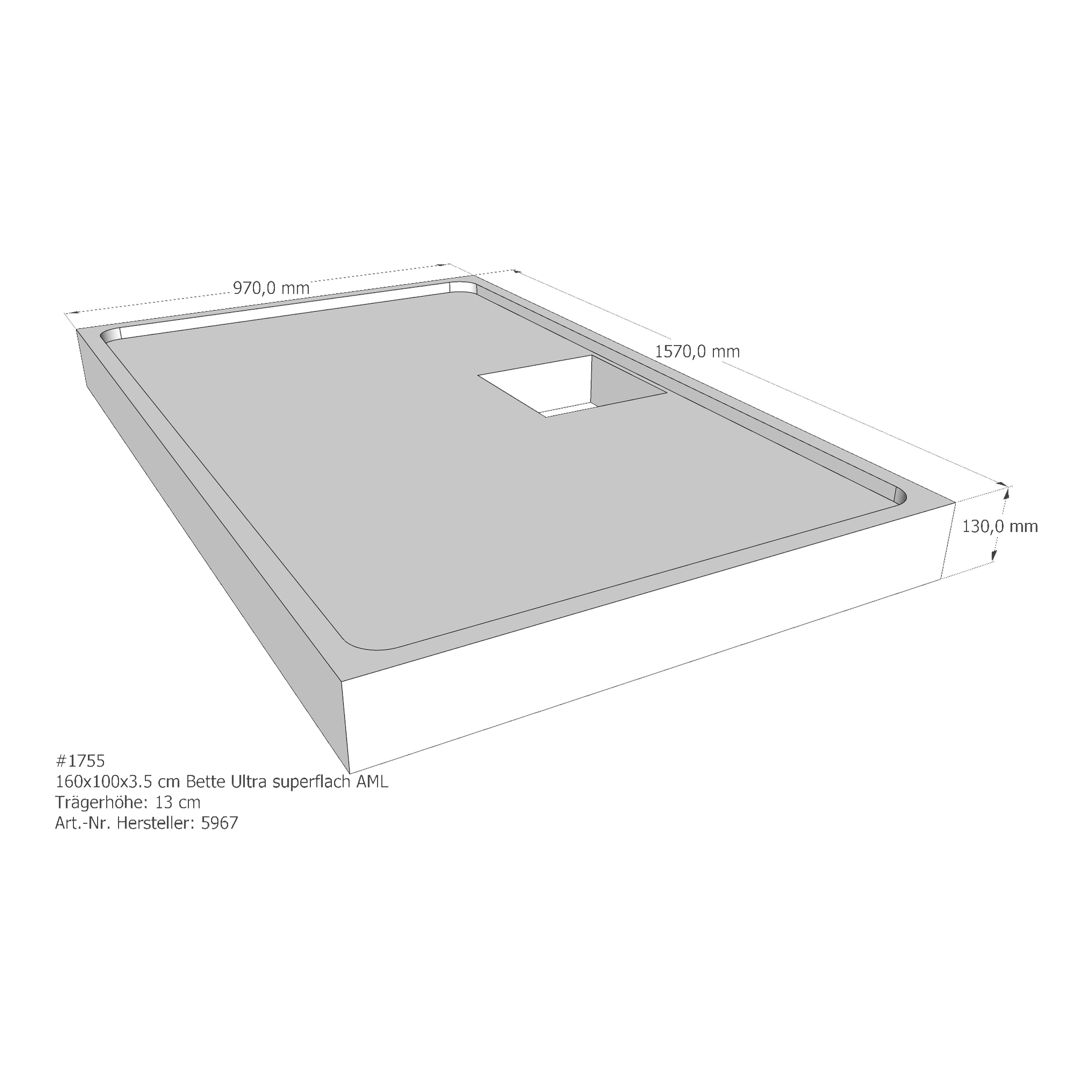Duschwannenträger Bette BetteUltra (superflach) 160x100x3,5 cm AML210