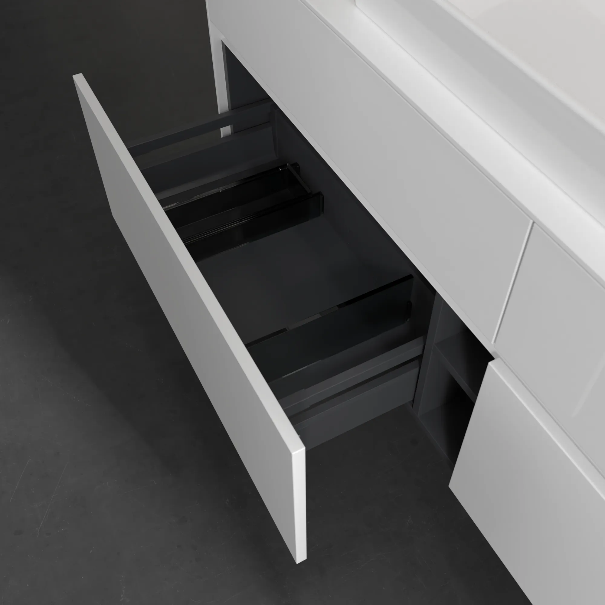 Villeroy & Boch Waschtischunterschrank „Collaro“ 1600 × 548 × 500 mm Glossy White, ohne Beleuchtung, für Becken mittig