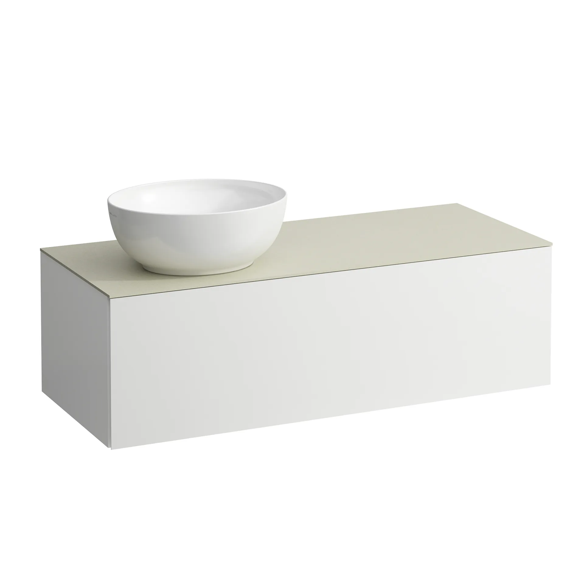 Schubladenelement (Waschtischunterbau+Waschtischplatte) ILBAGNOALESSI 500x1200x370 1 Schublade integrierte versteckte Griffe seitlich Vollauszug Soft-Close Ausschnitt links Calce Avorio Top passend zu Waschtisch H818975/6 H818977/8 Weiß matt