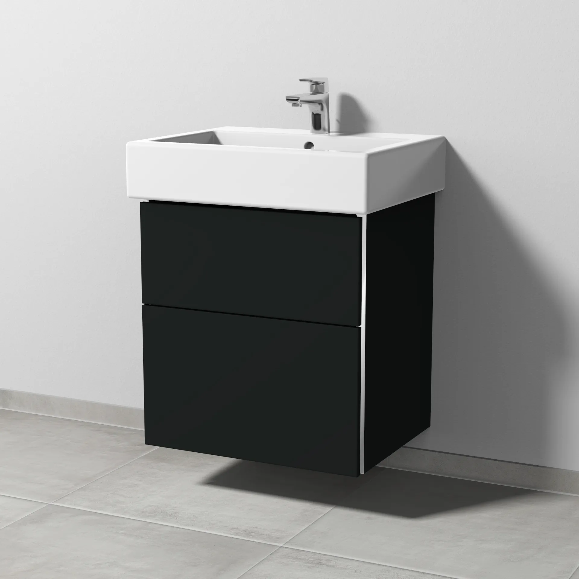 Sanipa Waschtischunterschrank „3way“ passend zu Keramik-Waschtische Vero von Duravit 550 × 593 × 447 mm in Vulkan (matt)