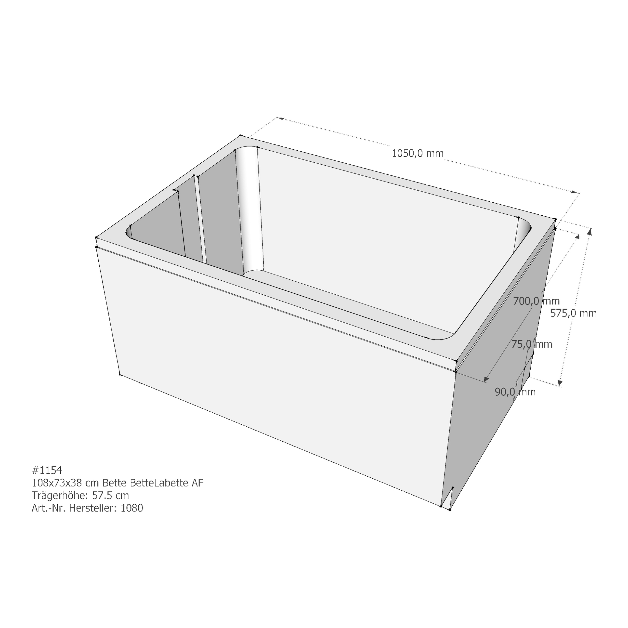 Badewannenträger für Bette La 108 × 73 × 38 cm Badewannenträger für Bette La 108 × 73 × 38 cm