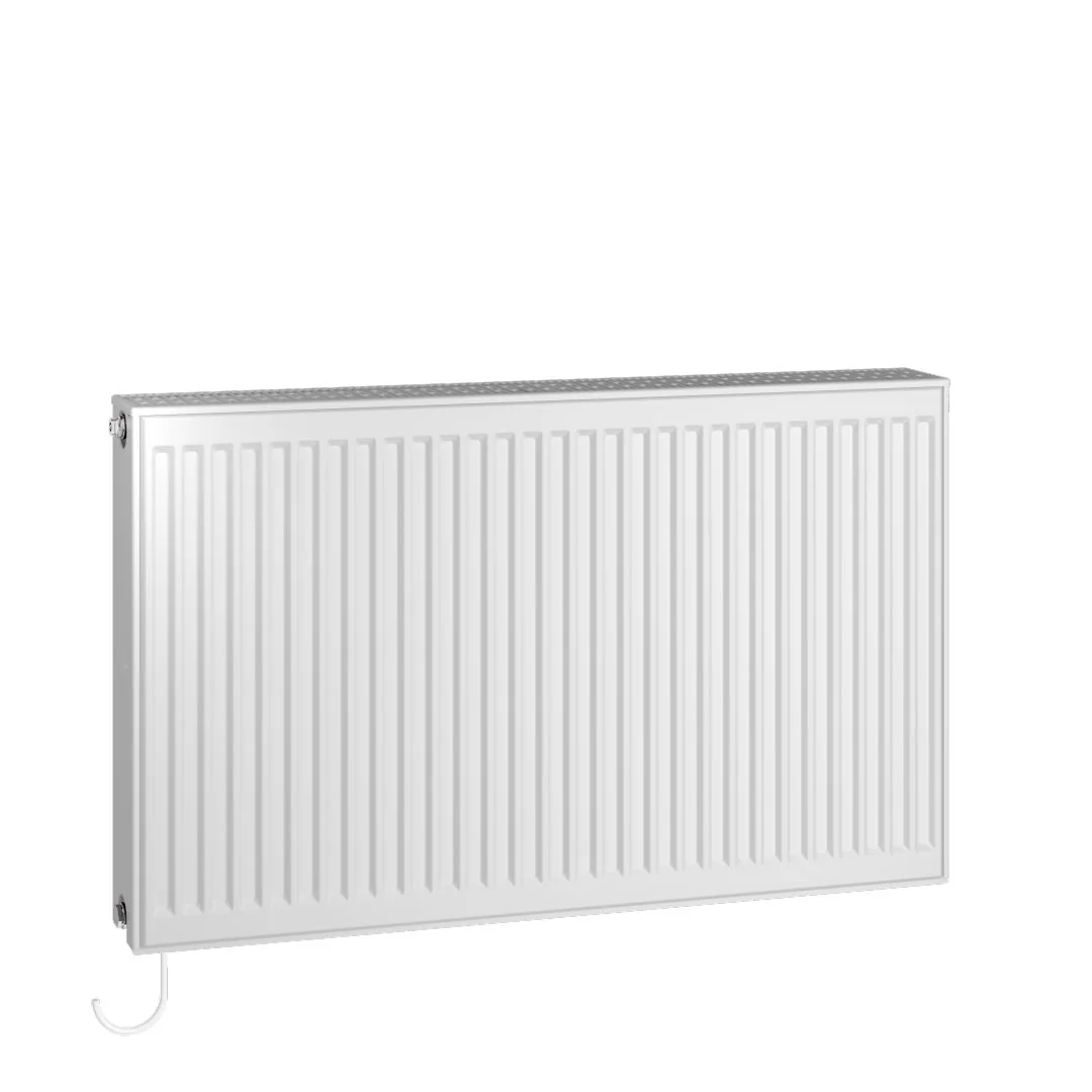 Flachheizkörper x-flair Profil-K Typ 22, HxLxT: 400x1000x100 mm, Farbe: Weiß RAL 9016 seidenglanz, 10 bar, Abdeckung: mit, Wärmeleistung 45/35-20: 557 Watt, Bohrkonsole