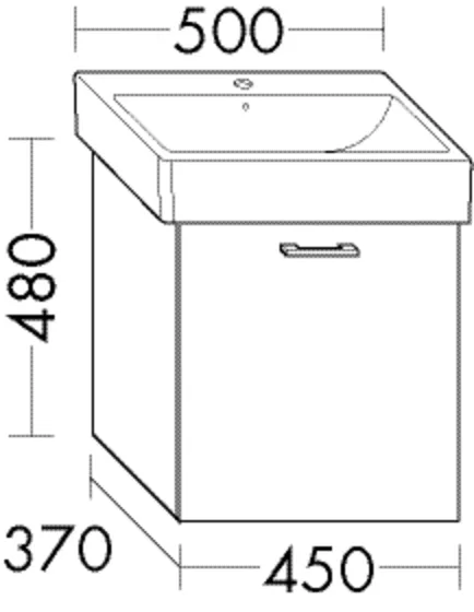 Waschtischunterschrank Sys30 PG1 Aqua von burgbad – 450 mm breit, 370 mm tief, 480 mm hoch, 1 Auszug, 260 mm Wanneneinbaumaß
