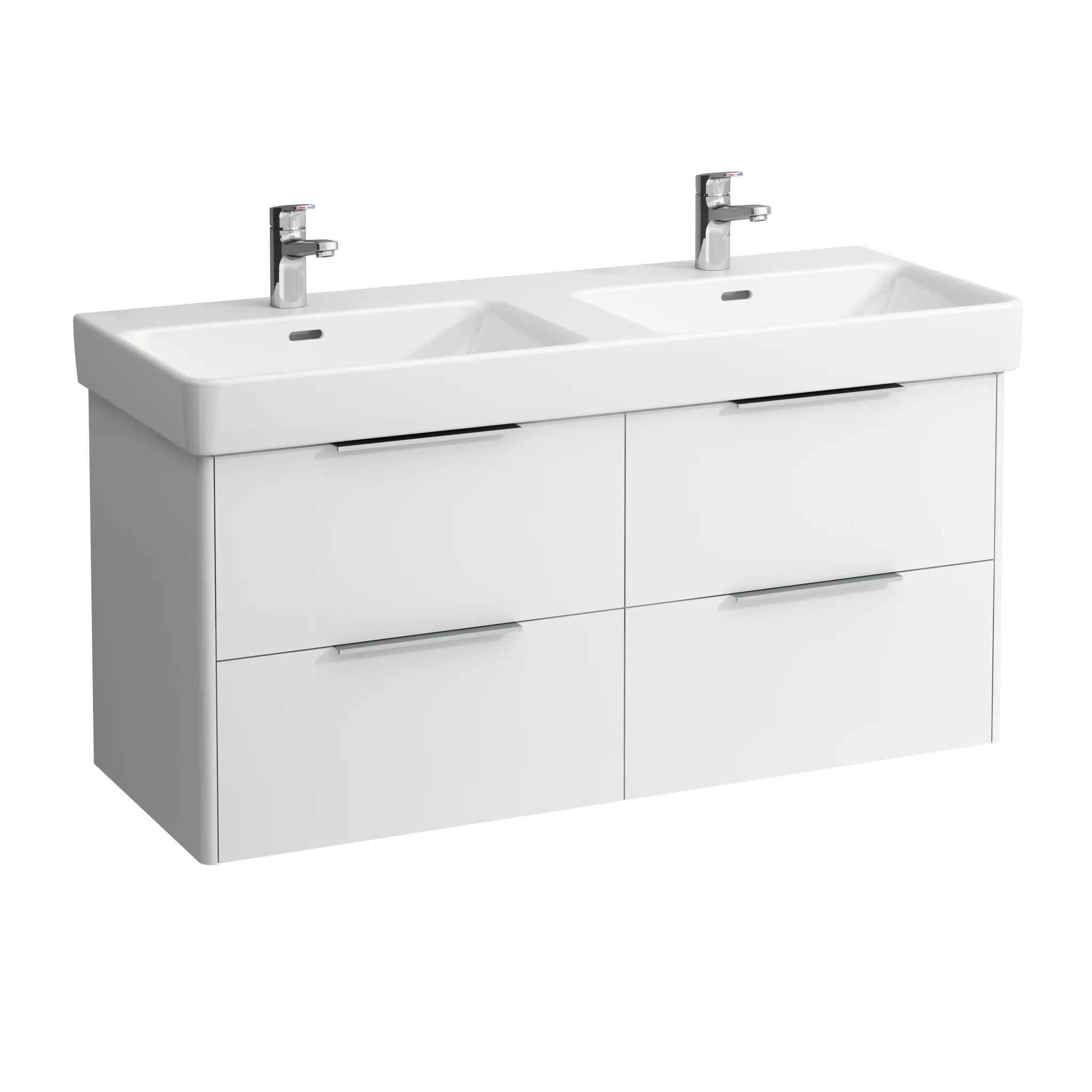 Waschtischunterbau BASE für PRO S 438x1159x515 4 Schubladen mit Griff aluminium eloxiert für Waschtisch H814966 weiß matt