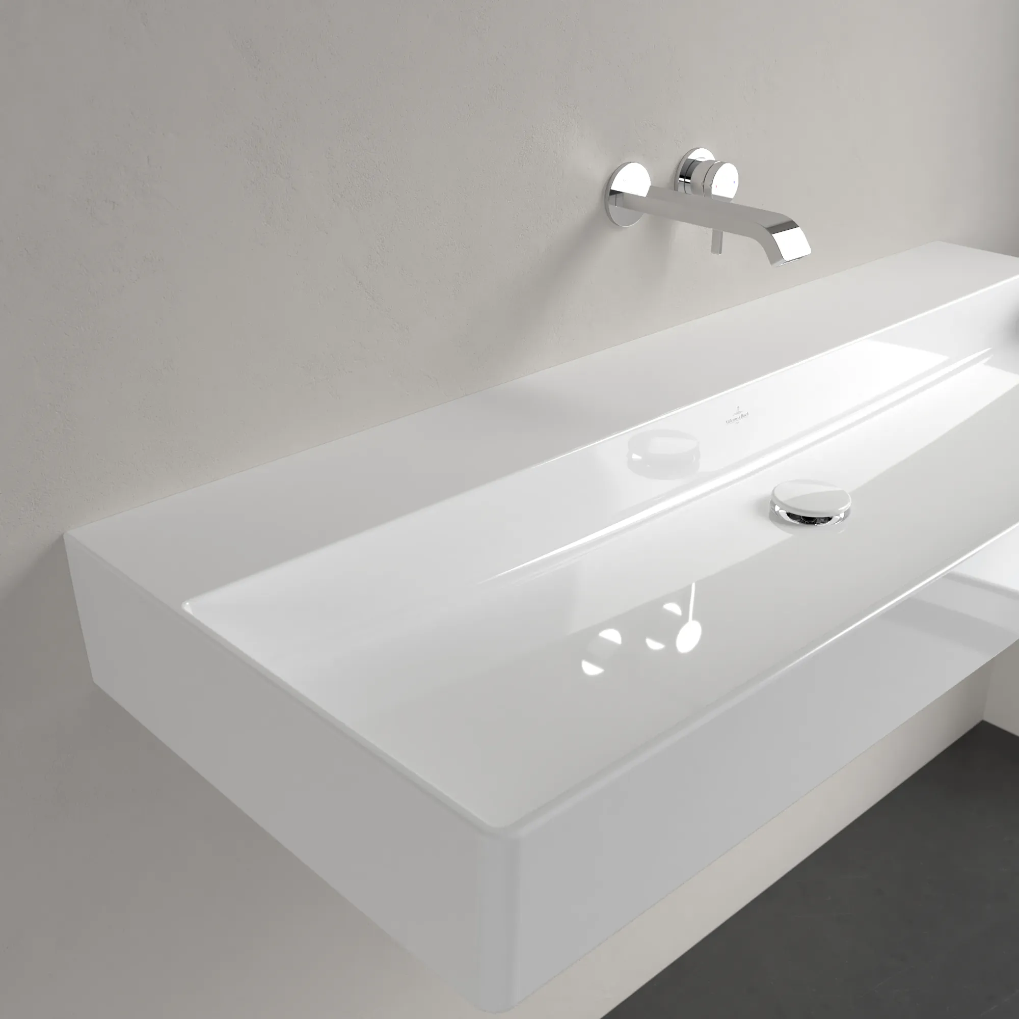 Villeroy & Boch Wandwaschtisch aus TitanCeram geschliffen „Memento 2.0“ 1200 × 470 × 150 mm, ohne Hahnlochbohrung in Weiß Alpin Villeroy & Boch Wandwaschtisch aus TitanCeram geschliffen „Memento 2.0“ 1200 × 470 × 150 mm, ohne Hahnlochbohrung in Weiß Alpin