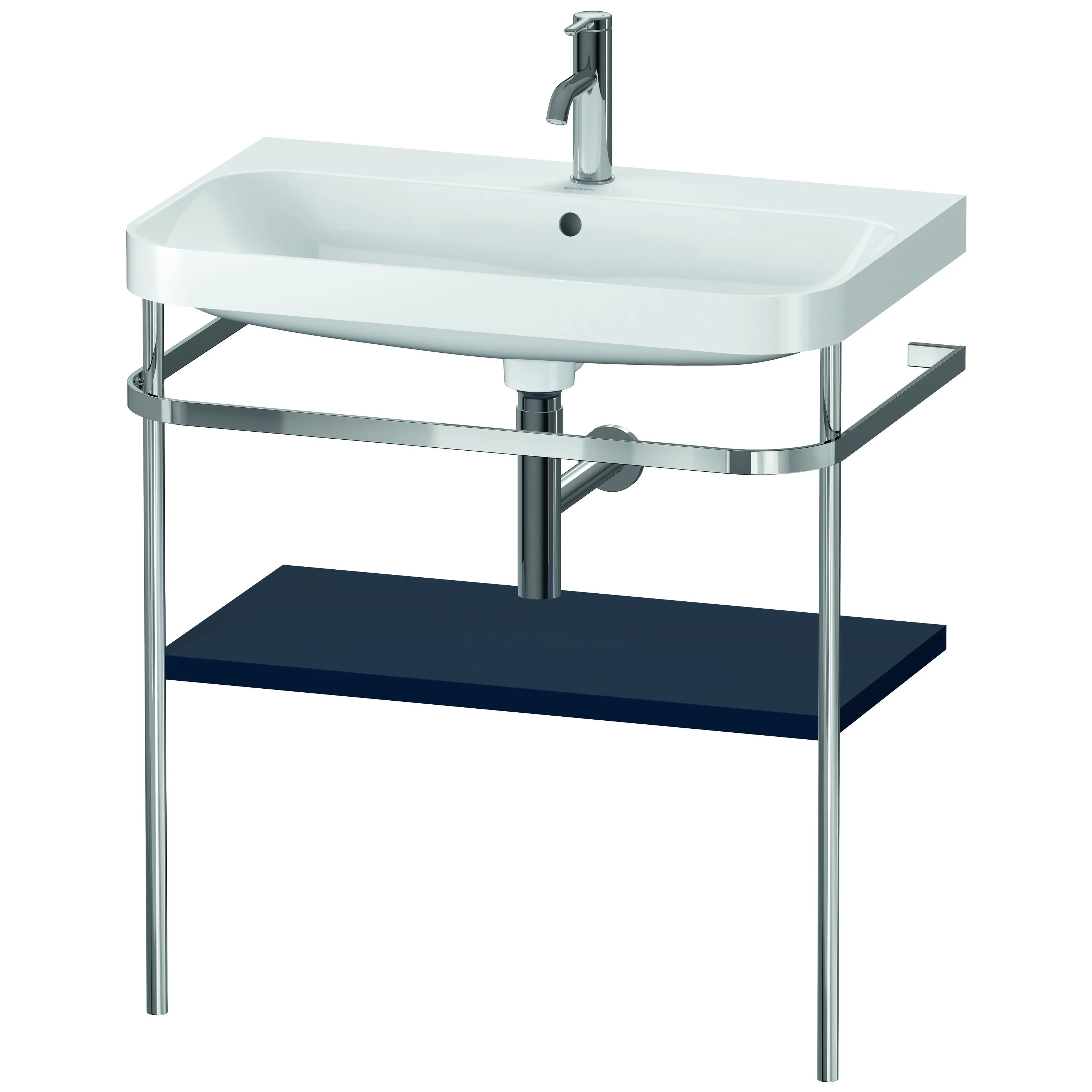 Duravit Waschtischunterschrank c-shaped Set mit Metallkonsole „Happy D.2 Plus“ 77,5 × 85 × 49 cm in Nachtblau Seidenmatt