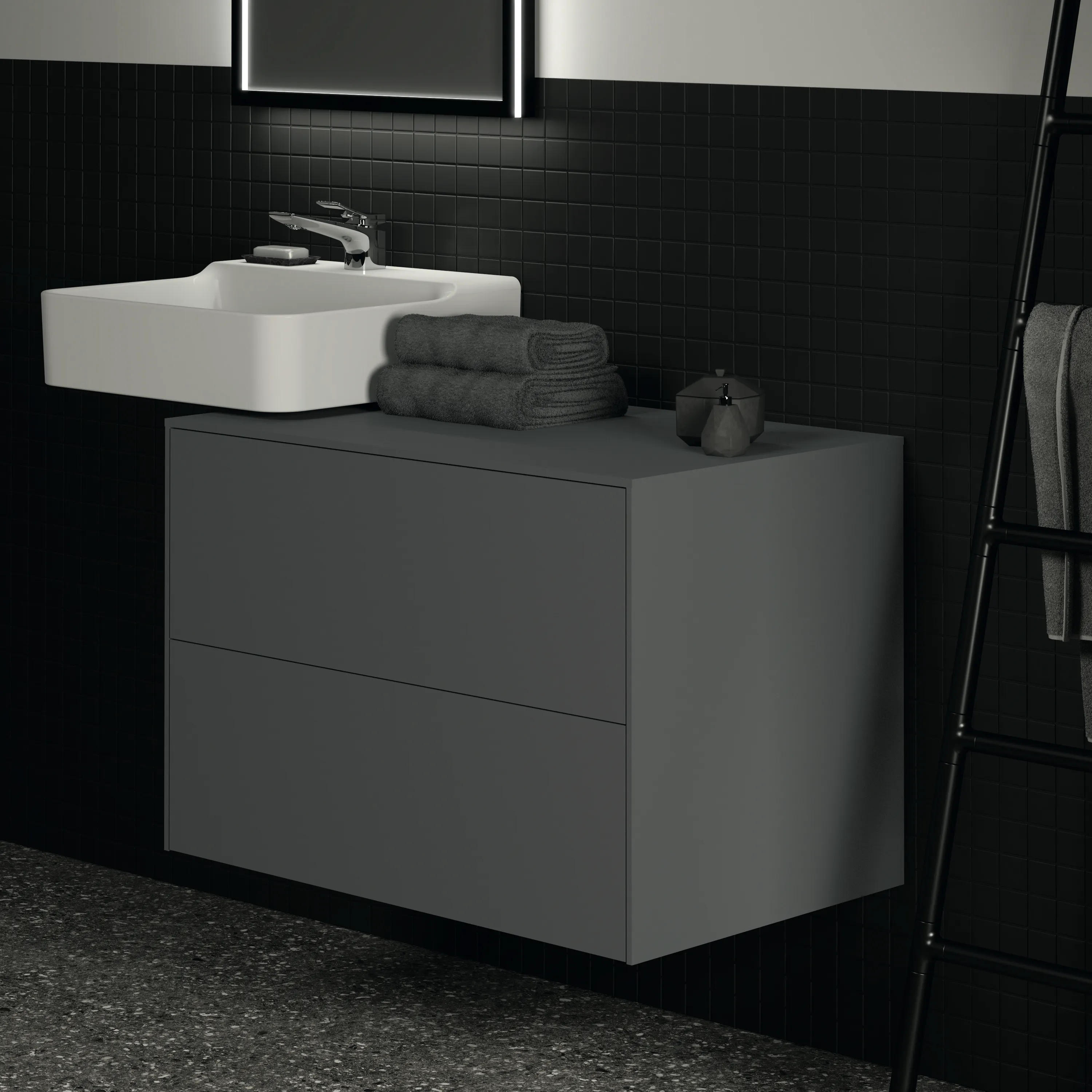 Ideal Standard Waschtischunterschrank Conca, 2 Auszüge, anthrazit