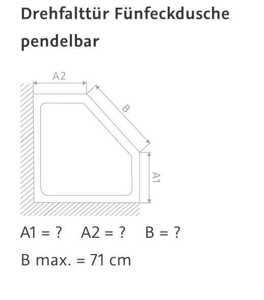 HSK teilgerahmte Fünfeckdusche mit Drehfalttür „Exklusiv“ Glas Klar hell, Profile Alu Silber-matt,