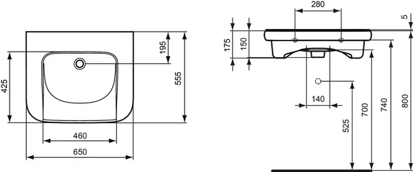 Waschbecken „Contour21“ 65 × 55,5 × 17,5 cm Waschbecken „Contour21“ 65 × 55,5 × 17,5 cm