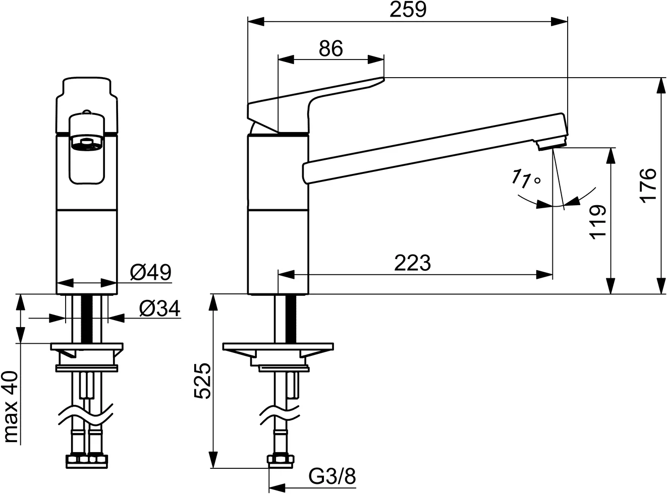 HansaBASIC Küchenarmatur EHM 5548, Ausladung 223 mm, DN15, Chrom HansaBASIC Küchenarmatur EHM 5548, Ausladung 223 mm, DN15, Chrom