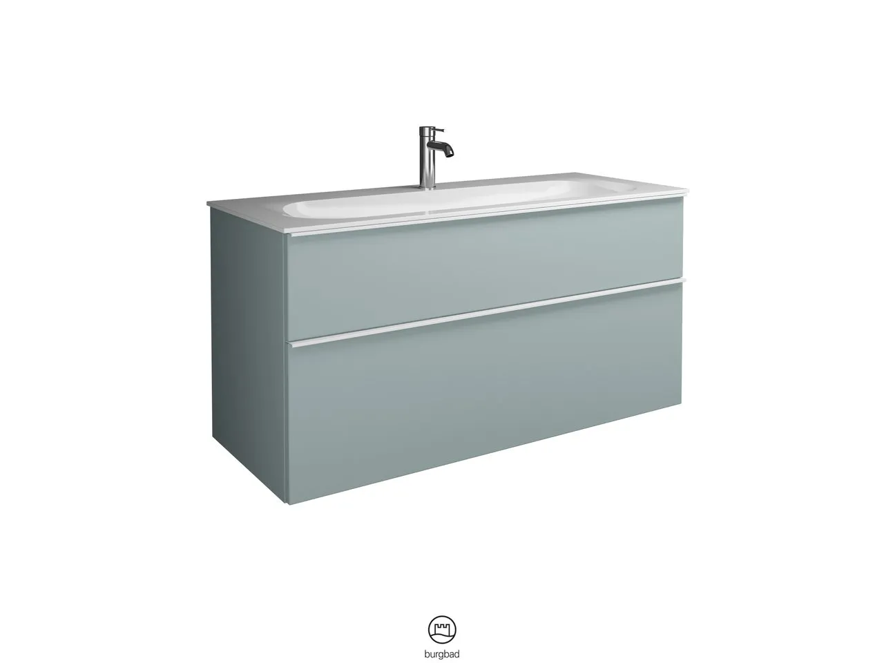burgbad Badmöbelset „Fiumo“ 1260 × 650 mm Griff, Chrom (230 mm), in Weiß Matt