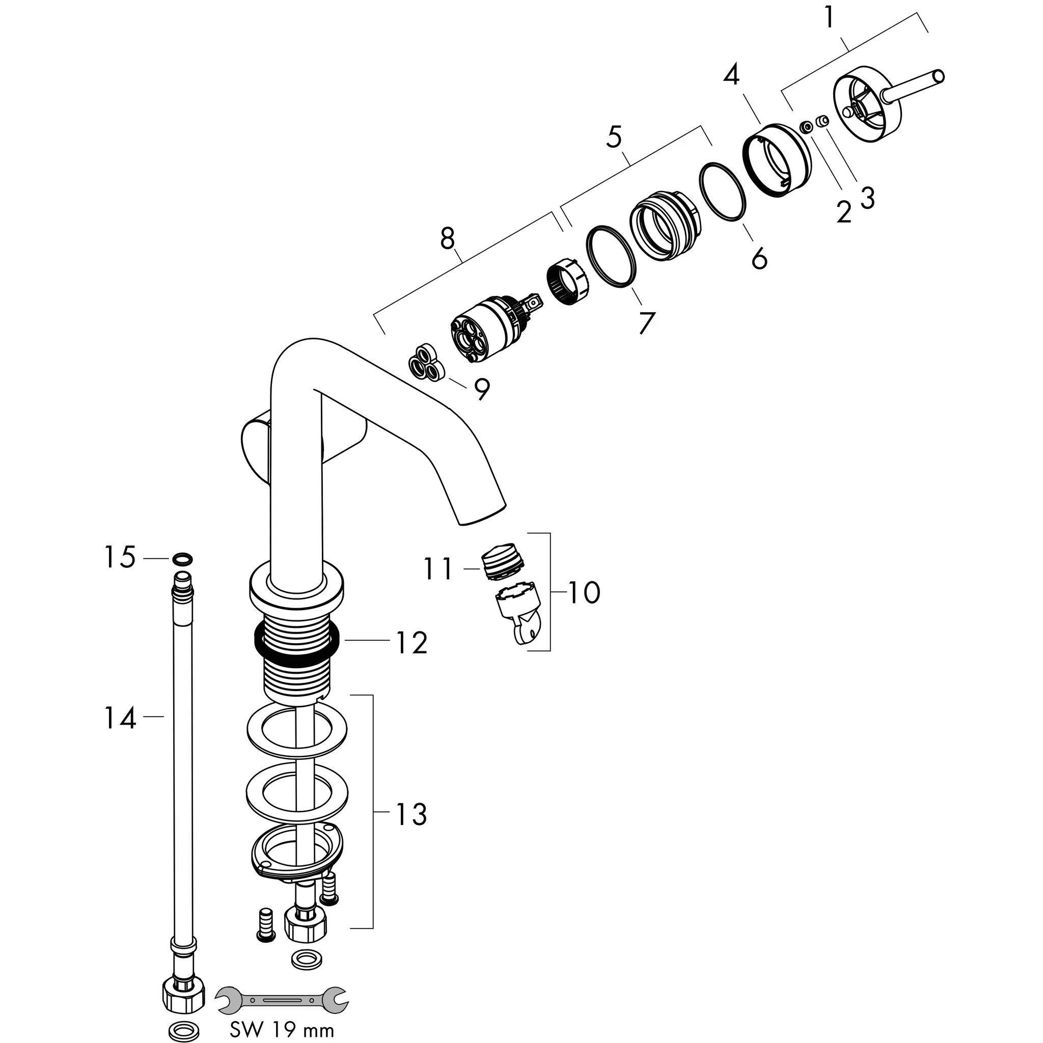 Tecturis S Einhebel-Waschtischmischer 110 Fine CoolStart mit Push-Open Ablaufgarnitur Chrom