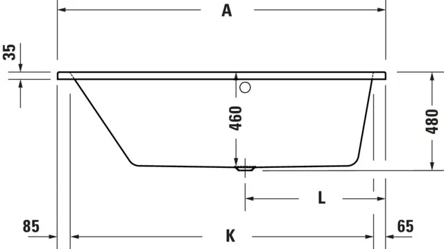 Duravit Badewanne „No.1“ trapez 1600 × 850 mm, links in Weiß Duravit Badewanne „No.1“ trapez 1600 × 850 mm, links in Weiß