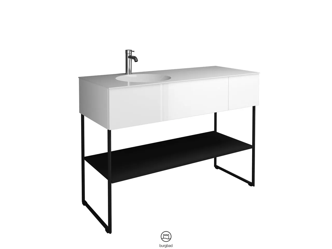burgbad Coco HGL Waschtischset SFHQ120, Mineralguss, 505x1206x870