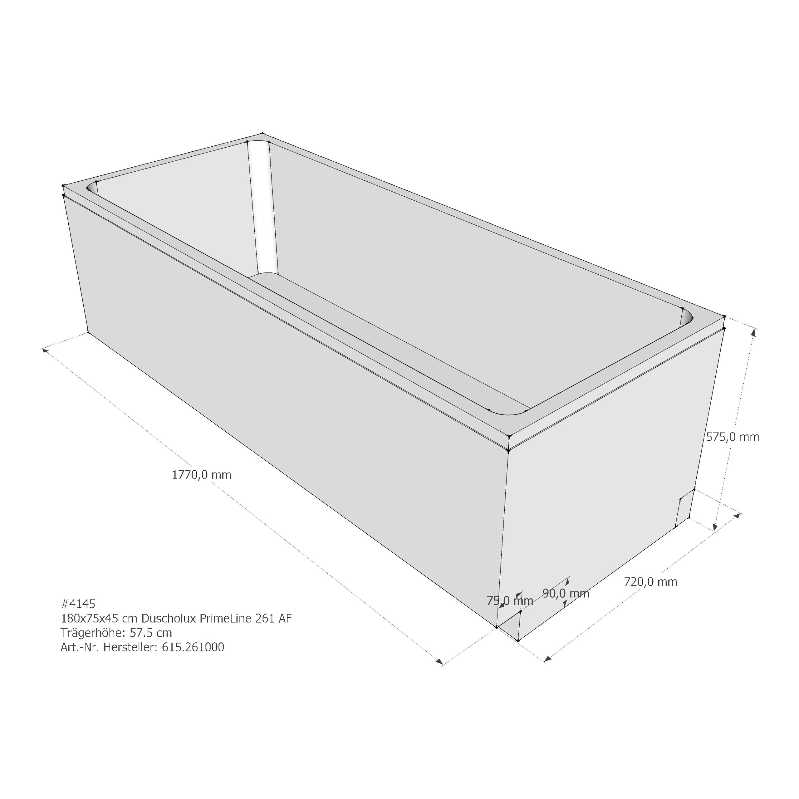 Badewannenträger für Duscholux PrimeLine 261 180 × 75 × 45 cm