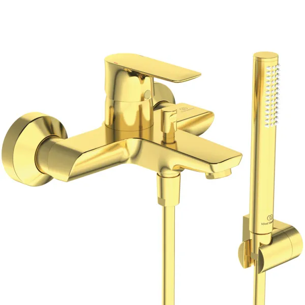 Ideal Standard Badearmatur Aufputz Connect Air mit Handbrause-Set Ausladung 174mm Brushed Gold