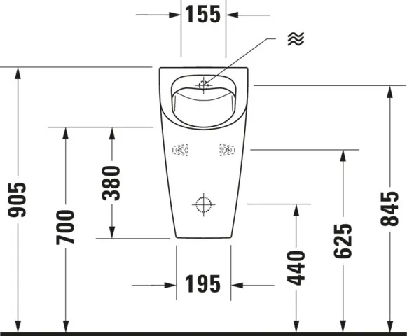 Urinal Soleil by Starck,rimless ,Weiß, Zulauf von hinten, Abgang horizontal