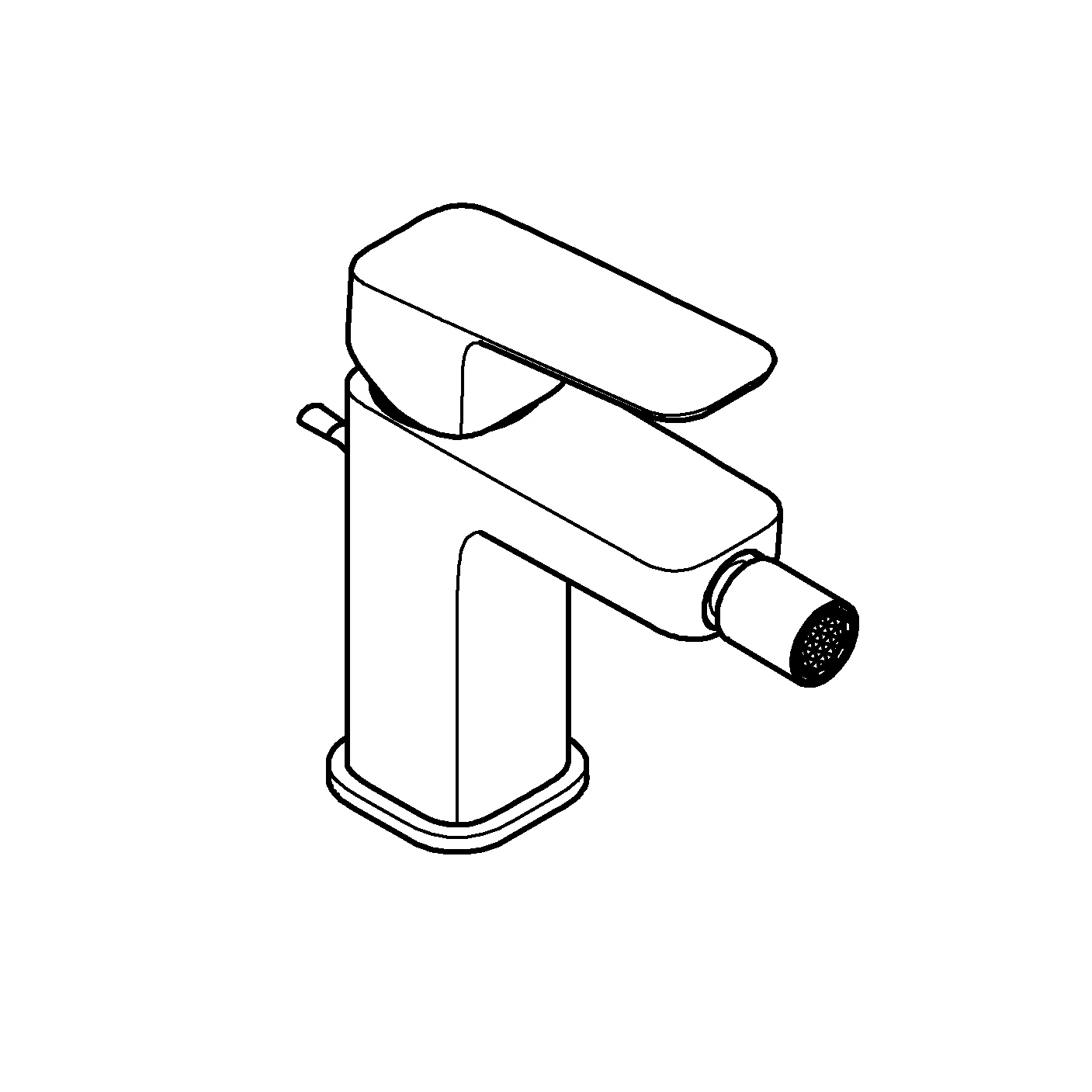 Einhand-Bidetbatterie Cubeo 101810, Einlochmontage, mit Kugelgelenk, Zugstangen-Ablaufgarnitur, chrom