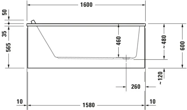 Duravit Whirlwanne „Starck“ rechteck 1600 × 700 mm, Fußablauf mit Combi-System E, in Weiß Duravit Whirlwanne „Starck“ rechteck 1600 × 700 mm, Fußablauf mit Combi-System E, in Weiß