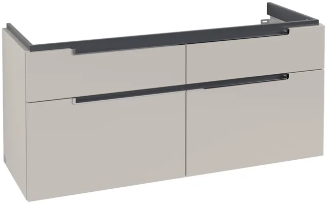 Villeroy & Boch Waschtischunterschrank „Subway 2.0“ 128,7 × 59 × 44,9 × 44,9 cm Soft Grey, mittig, ohne Beleuchtung