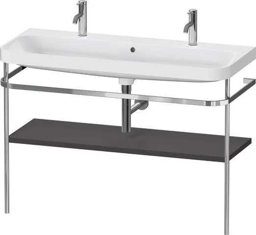 Duravit Waschtischunterschrank c-shaped Set mit Metallkonsole „Happy D.2 Plus“ 117,5 × 85 × 49 cm in Graphit Supermatt