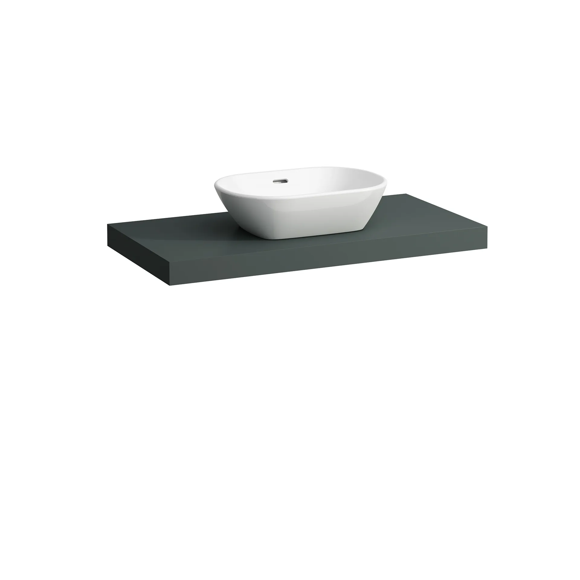 Waschtisch-Platte LANI 495x985x65 mit Ausschnitt mittig inklusive 2 Befestigungselemente weiß matt
