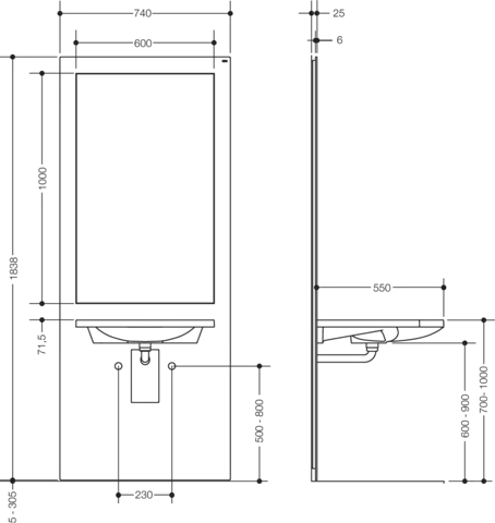 HEWI Waschtisch-Modul S 50, höhenverstellbar, weiß HEWI Waschtisch-Modul S 50, höhenverstellbar, weiß