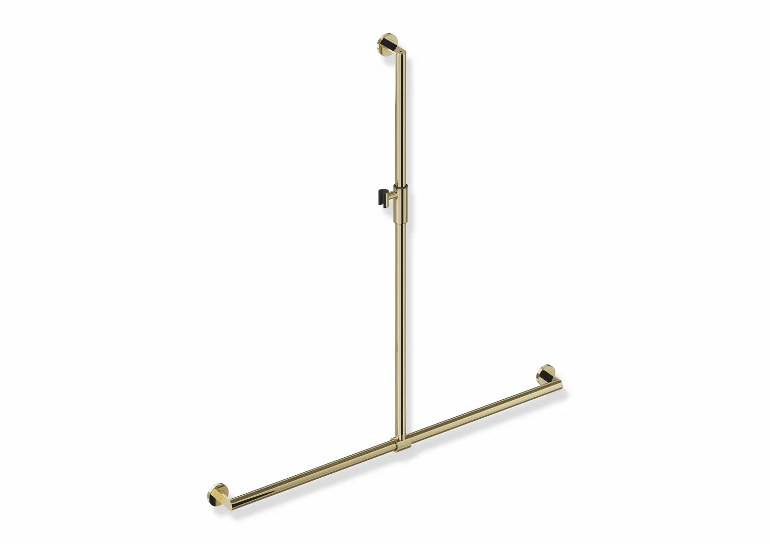 Duschhandlauf mit verschiebbarer Brausehalterstange, Edelstahl, PVD, mit magnetischem Brausehalter, senkrechte Länge 1250 mm, waagerechte Länge 1185 mm, D: 32 mm, in Farbe CK (Messing glänzend) Duschhandlauf mit verschiebbarer Brausehalterstange, Edelstahl, PVD, mit magnetischem Brausehalter, senkrechte Länge 1250 mm, waagerechte Länge 1185 mm, D: 32 mm, in Farbe CK (Messing glänzend)