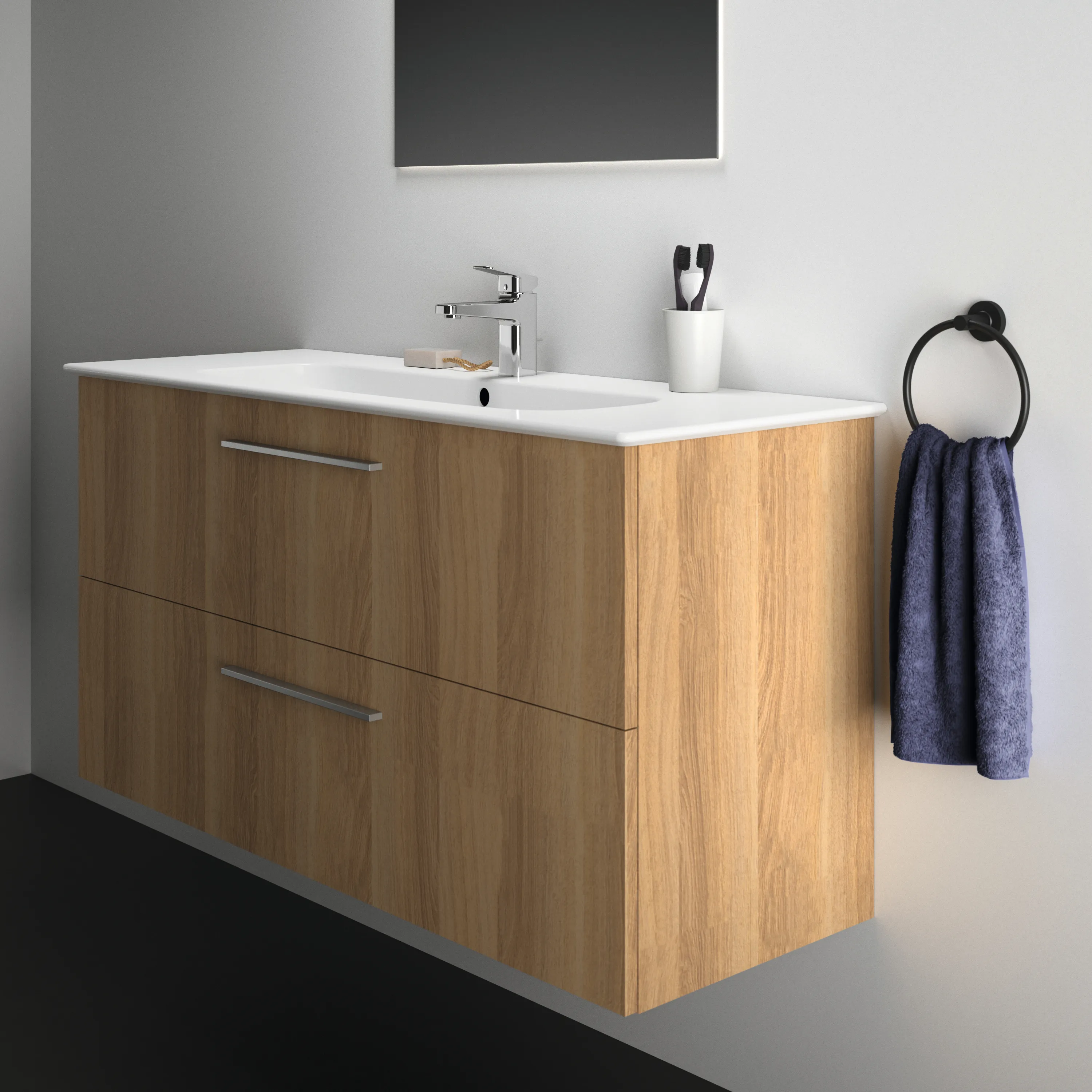 Möbelpaket i.life A mit Waschtisch 120cm und Unterschrank mit chrom Griff Weiß matt Möbelpaket i.life A mit Waschtisch 120cm und Unterschrank mit chrom Griff Weiß matt