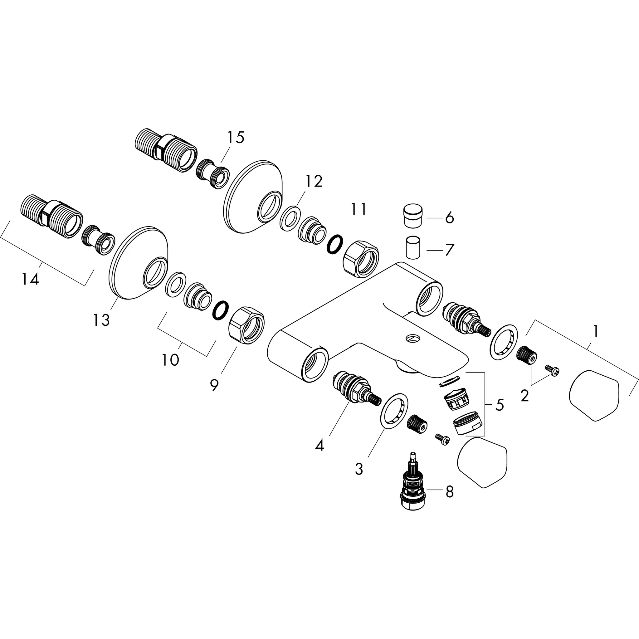 Zweigriff Wannenarmatur Aufputz Logis DN15 chrom