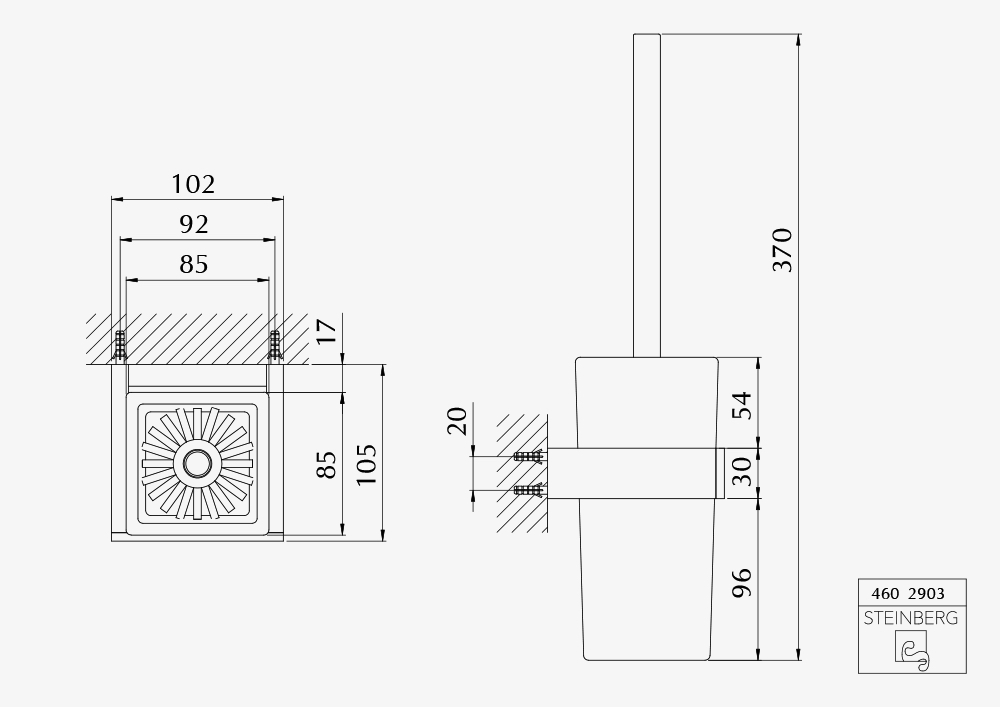 Serie 460 Bürstengarnitur mit Glas Serie 460 Bürstengarnitur mit Glas