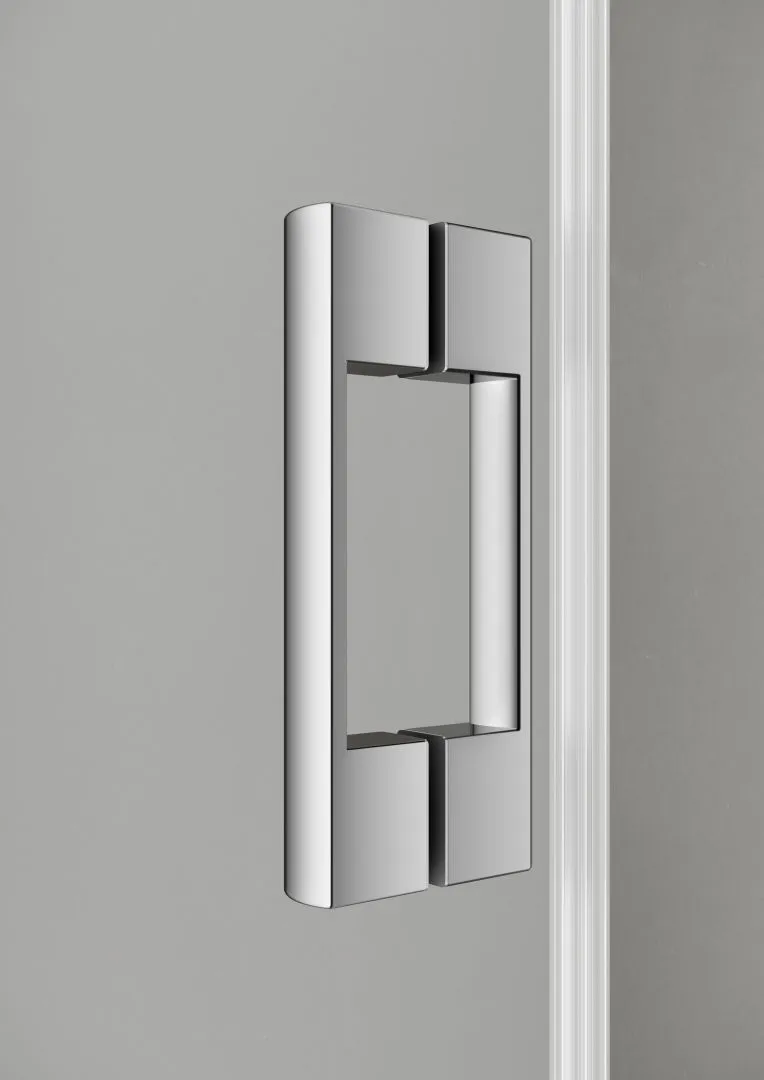 Kermi Duschtür Pendeltür 1-flügelig mit Festfeld links für Nische „PEGA“ Glas Klar, Profile Silber Hochglanz, BV: 780 - 805 mm WE: 780 - 805 mm H: 1850 mm