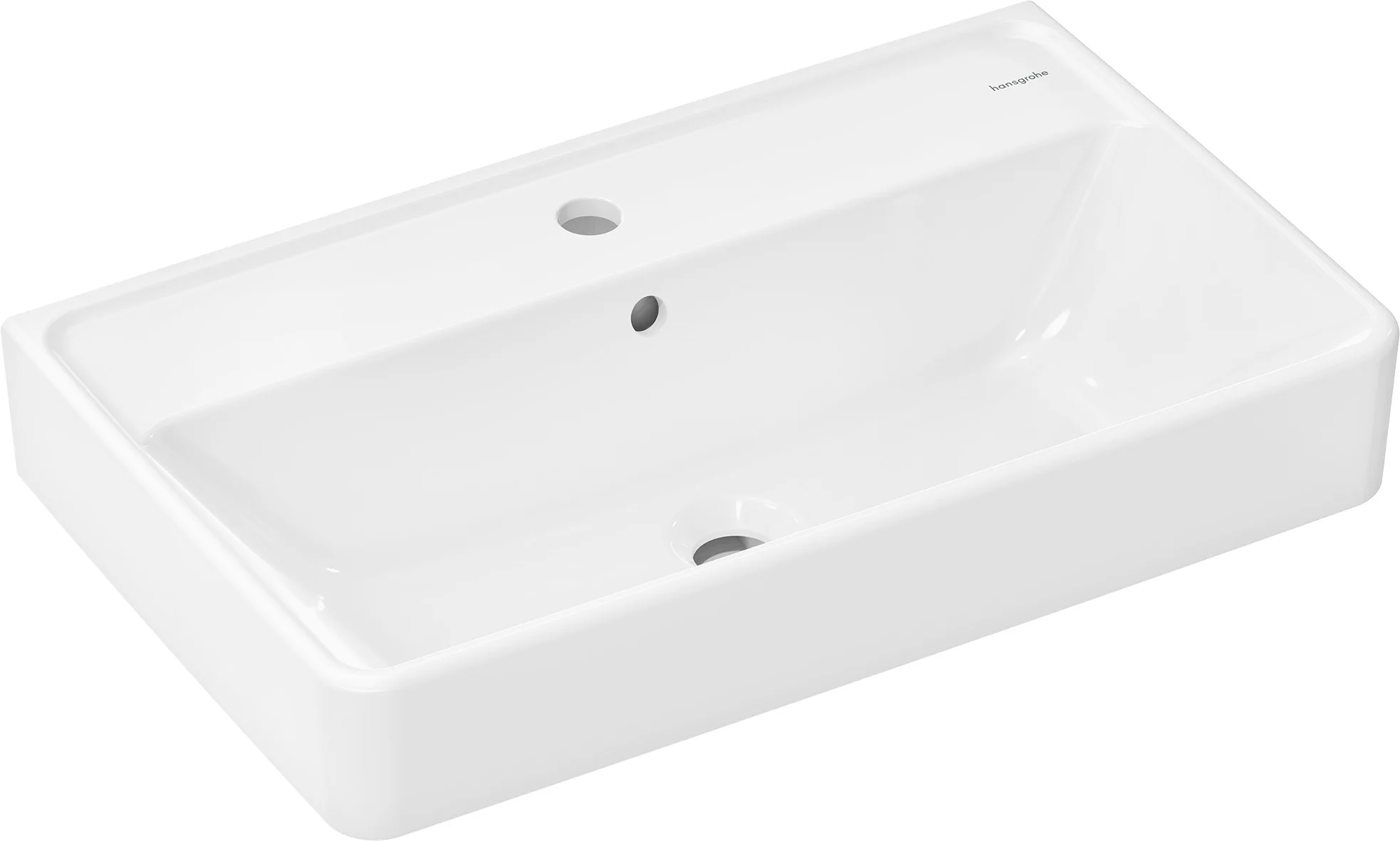Hansgrohe Xanuia Q Waschtisch Compact, weiß, 650x390 mm, wandhängend mit Hahnloch und Überlauf