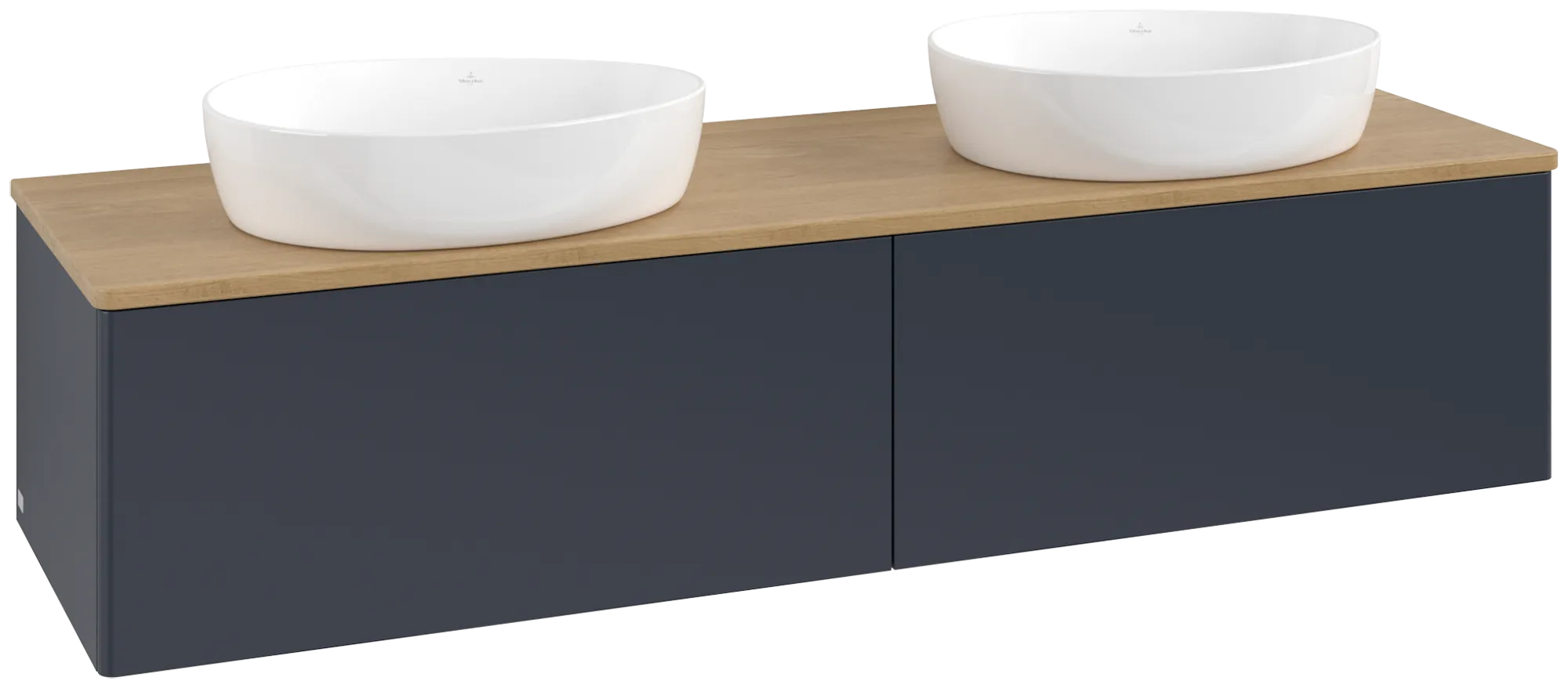 Villeroy & Boch Antao Waschbeckenunterschrank K39_1, 1600 x 360 x 500 mm, Midnight Blue Matt Lacquer / Honey Oak