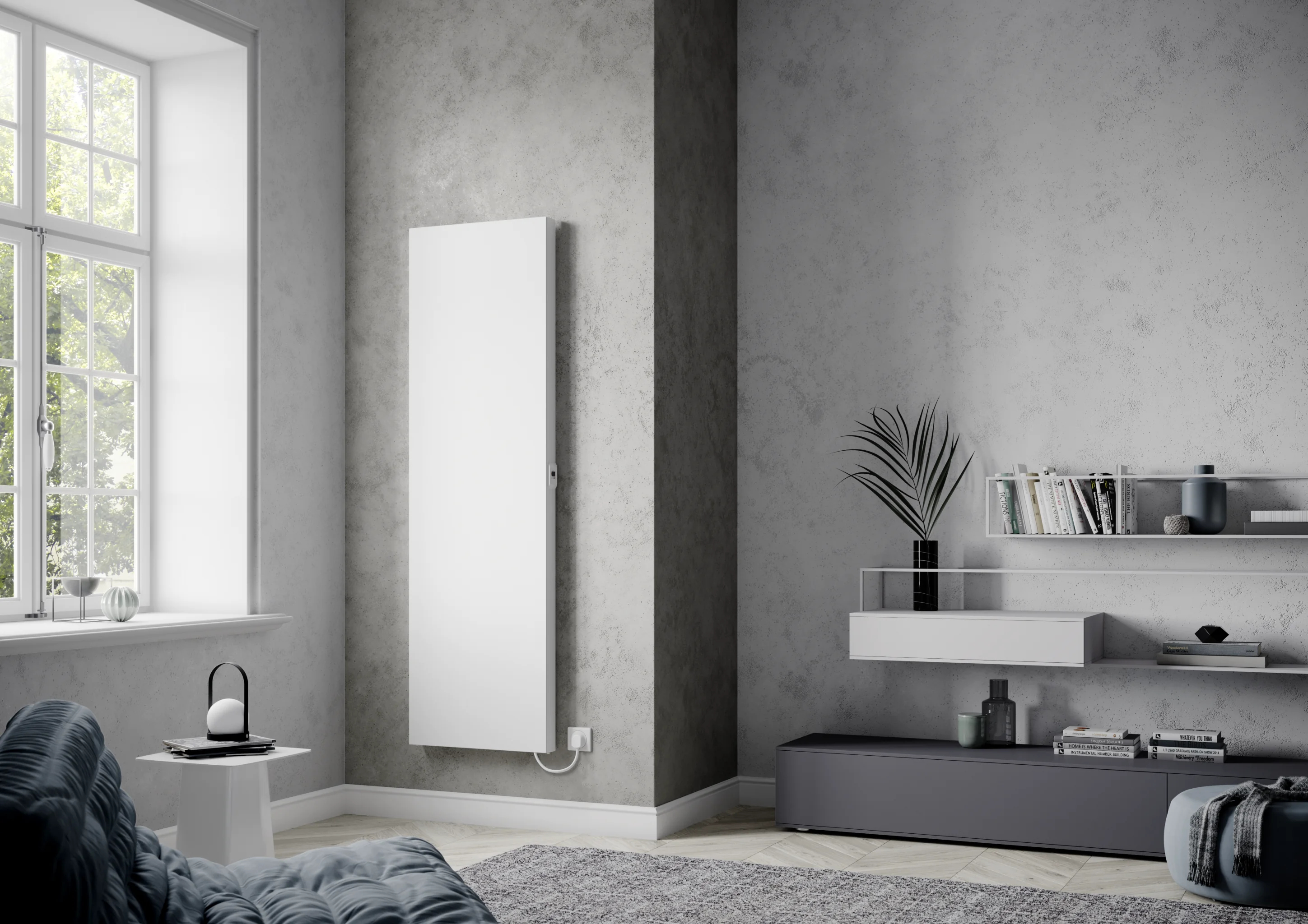 Flachheizkörper E-Panel Plan vertikal Typ 10, HxLxT: 1800x400x74 mm, Farbe: Anthrazit Grau RAL 7016 seidenglanz, Reglertyp: ohne Regler Elektroset: 1000 Watt, Schutzkl.: 2, Stecker: ohne Stecker, Winkelkonsole lang Flachheizkörper E-Panel Plan vertikal Typ 10, HxLxT: 1800x400x74 mm, Farbe: Anthrazit Grau RAL 7016 seidenglanz, Reglertyp: ohne Regler Elektroset: 1000 Watt, Schutzkl.: 2, Stecker: ohne Stecker, Winkelkonsole lang