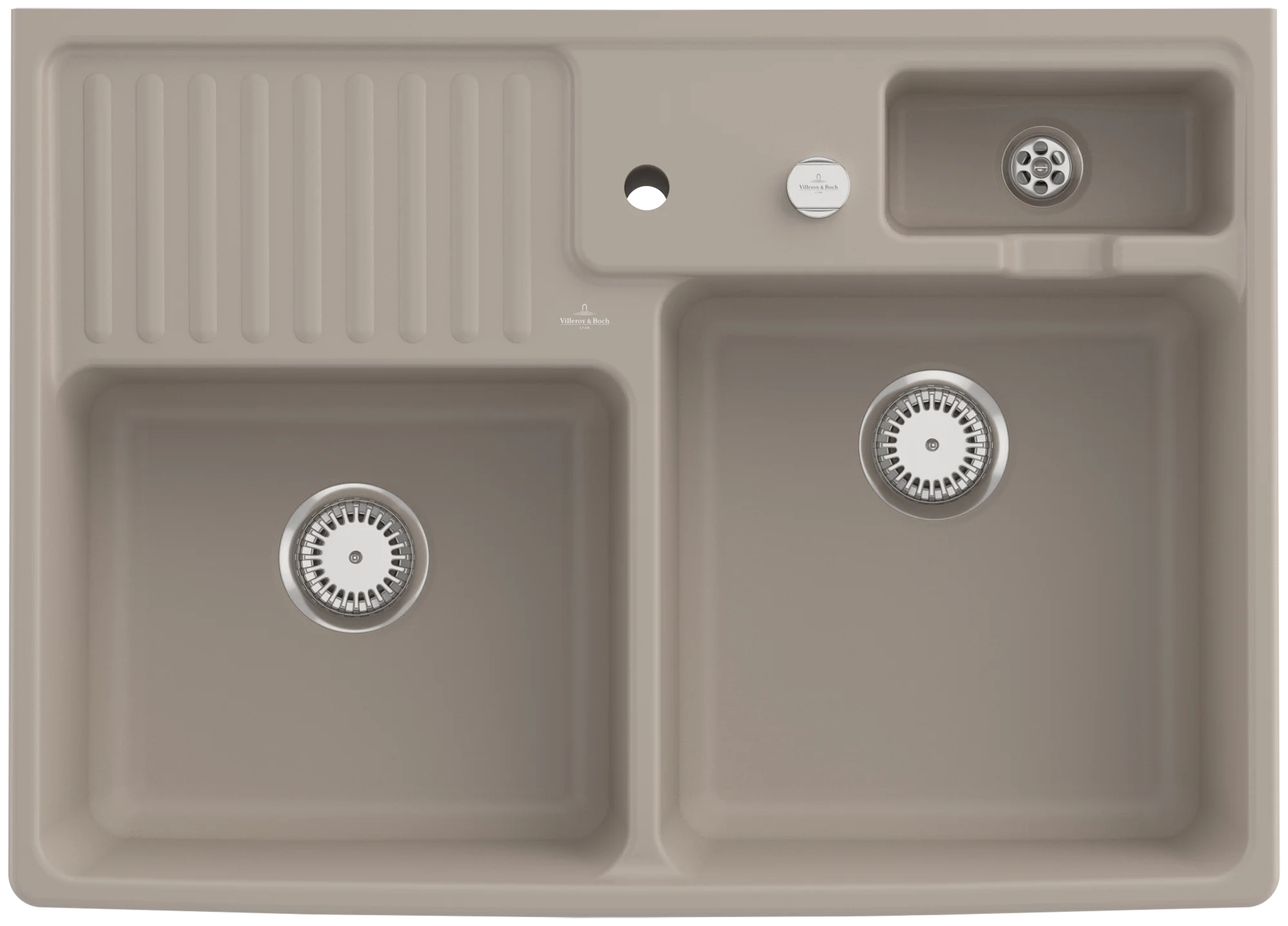 Villeroy & Boch Spülstein Doppelbecken 632392, 895 x 220 x 630 mm, inklusive Resteschale, Ablaufgarnitur mit Excenterbetätigung