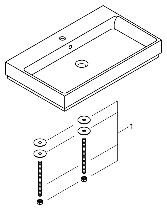 Aufsatzwaschtisch Cube Keramik 39476_H, 800 x 490 mm, 1 Hahnloch, 2 weitere vorgestochen, Rückseite glasiert, PureGuard Hygieneoberfläche, aus Sanitärkeramik, alpinweiß